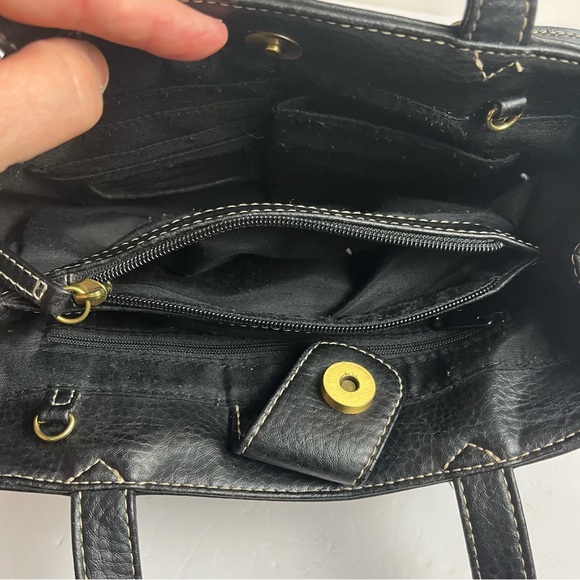 Relic Black Pebbled Leather Purse White Stitching RL 4381 Workwear Casual Bag - Picture 8 of 16